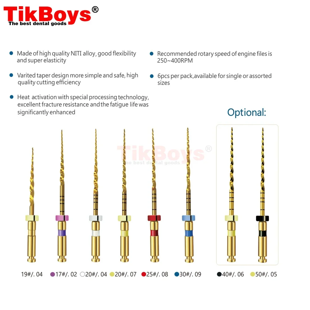 SX-F3 25MMDental Gold File Nitinol Rotary Universal Engine Endodontic Anti-Fatigue Constant Needle Dentistry Root Canal Material