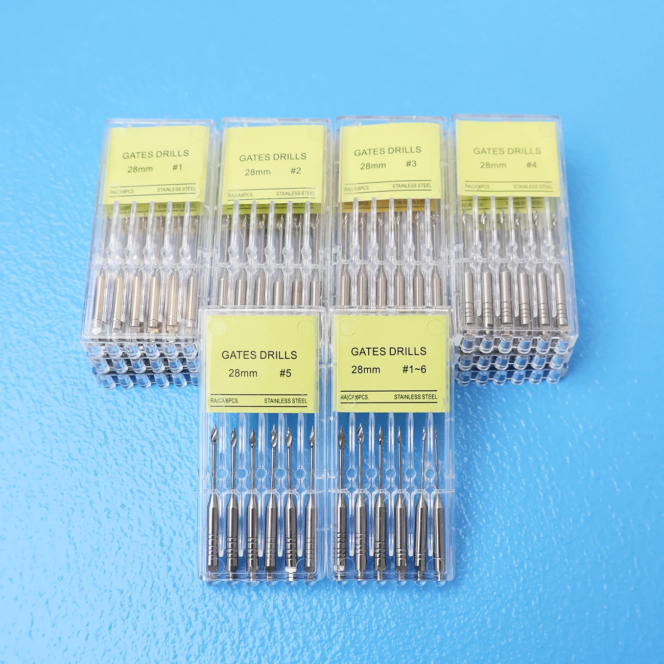 TJDent 6pcs/box Dental Gates Drills 28mm/32mm Endodontic Reamers Drill Burs Engine Use Stainless Steel Endo Files Dentist Tools