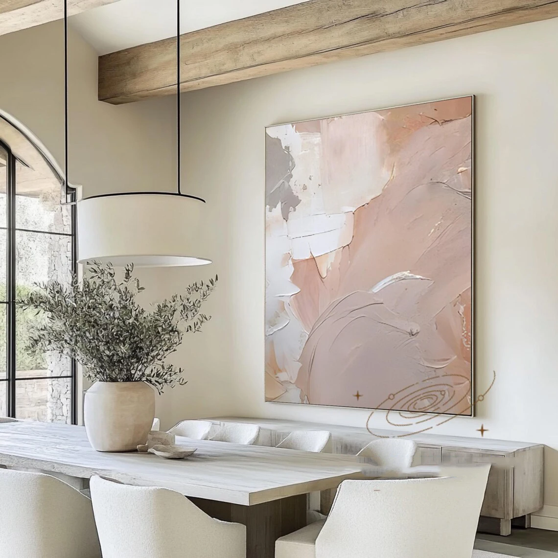 Brand Mhemyo Large Pink Texture Abstract Wall Art 3D Texture Handmade Painting Blush Plaster Heavy Texture Art Scandinavian Art