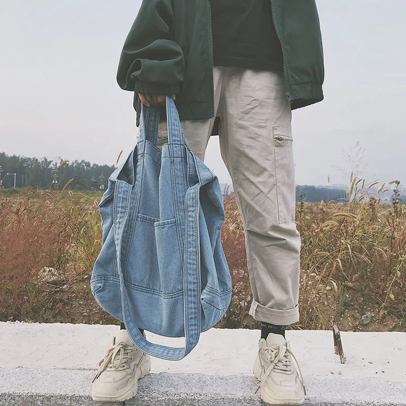 Denim Bag Large-capacity Single-shoulder Shopping Bag Crossbody Bag Korean Versatile Fashionable Comfortable Solid Casual