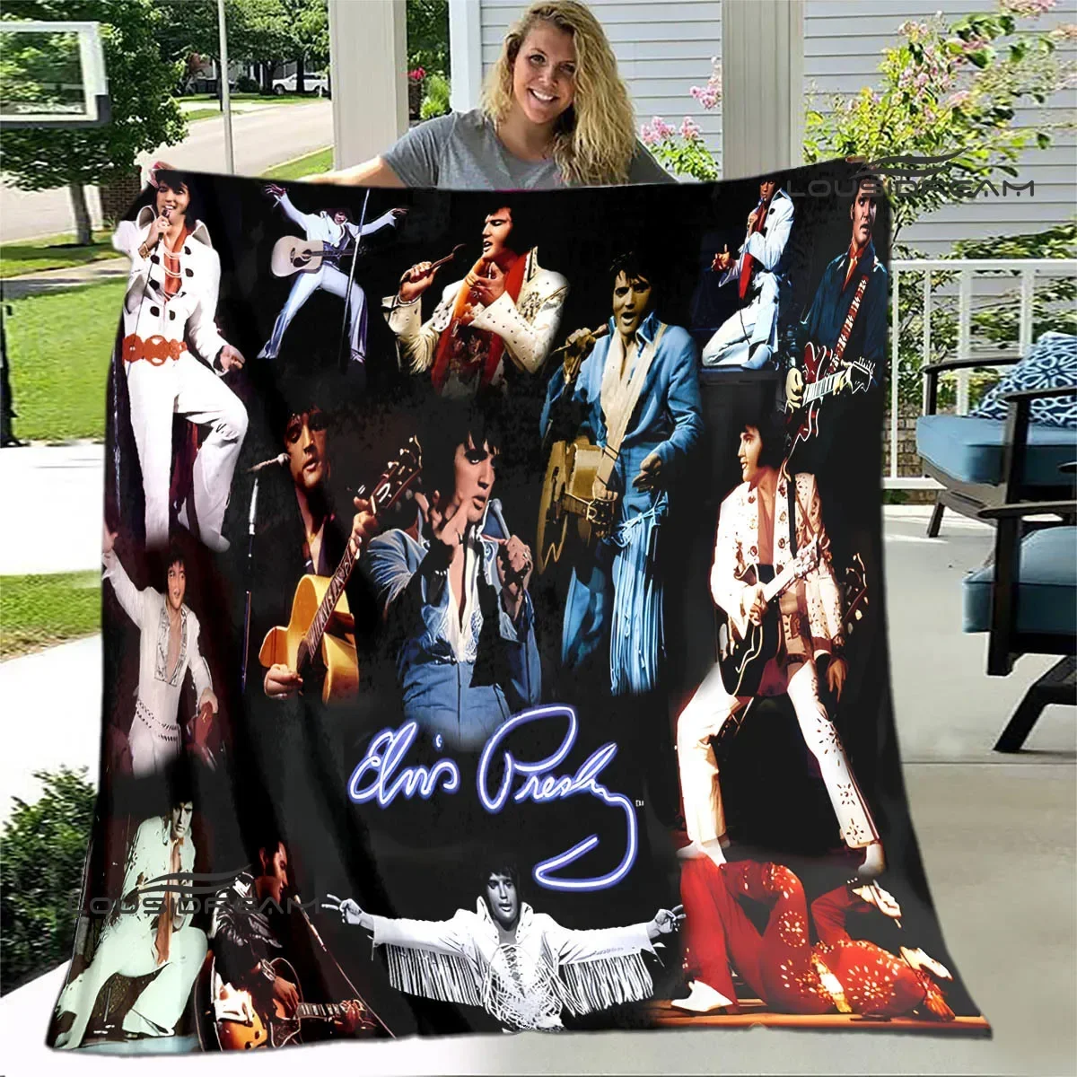 E-Elvis Presley Retro print blanket blankets for beds Picnic blankets Flange blanket Soft and comfortable blanket birthday gift