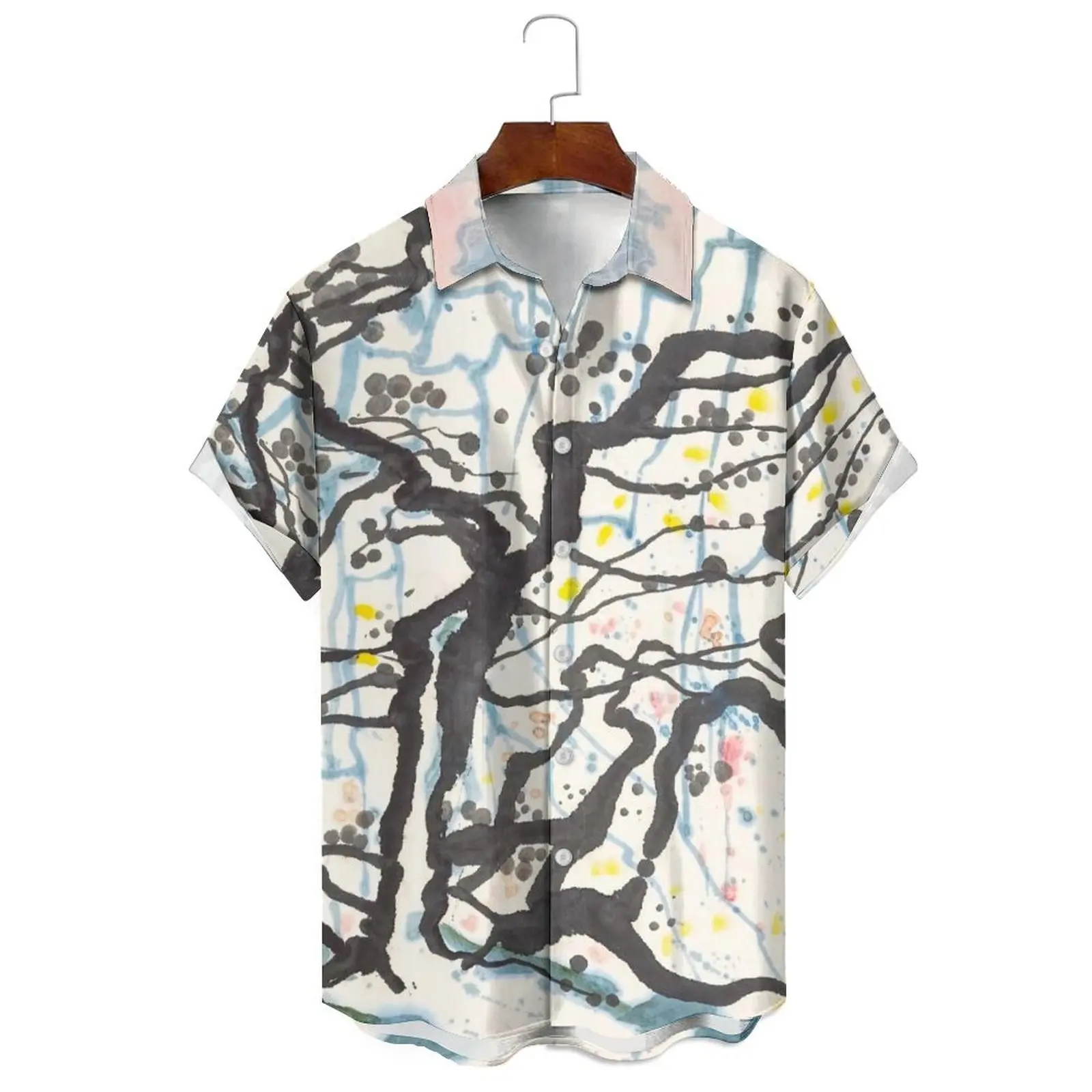 

Summer Fashion Men/Women Loose Casual Irregular Small Fresh Print Abstract Color Contrast Styles Variety Short-Sleeved Shirt