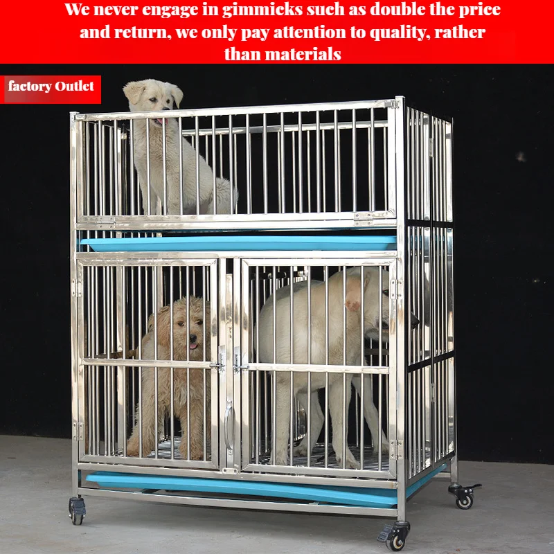 Dog Kennels Cages Collapsible Adult Sale Big Dogs Outdoor Strong Stainless Steel Enclosed Metal Wire Folding Crate Cage Pet