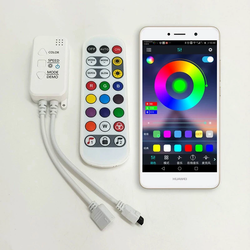 

DC12V/24V 3-контактный Tuya APP Wi-Fi светодиодный контроллер RGBIC с пультом дистанционного управления, работает с Alexa и Google Home для 3-контактных светодиодных лент RGBIC