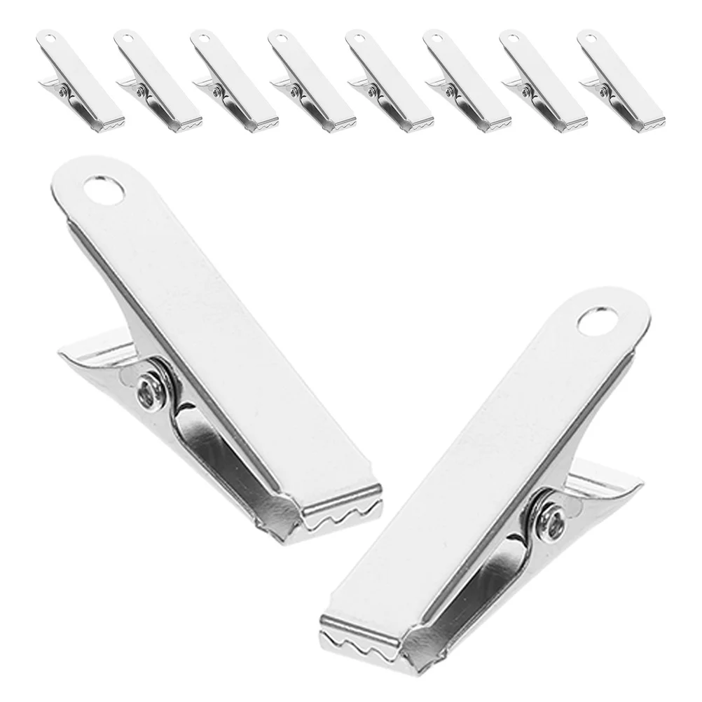 

10Pcs Small Metal Clips Versatile Silver Alligator Clamps for Photo Display Curtain Fastening Holding Multi Purpose