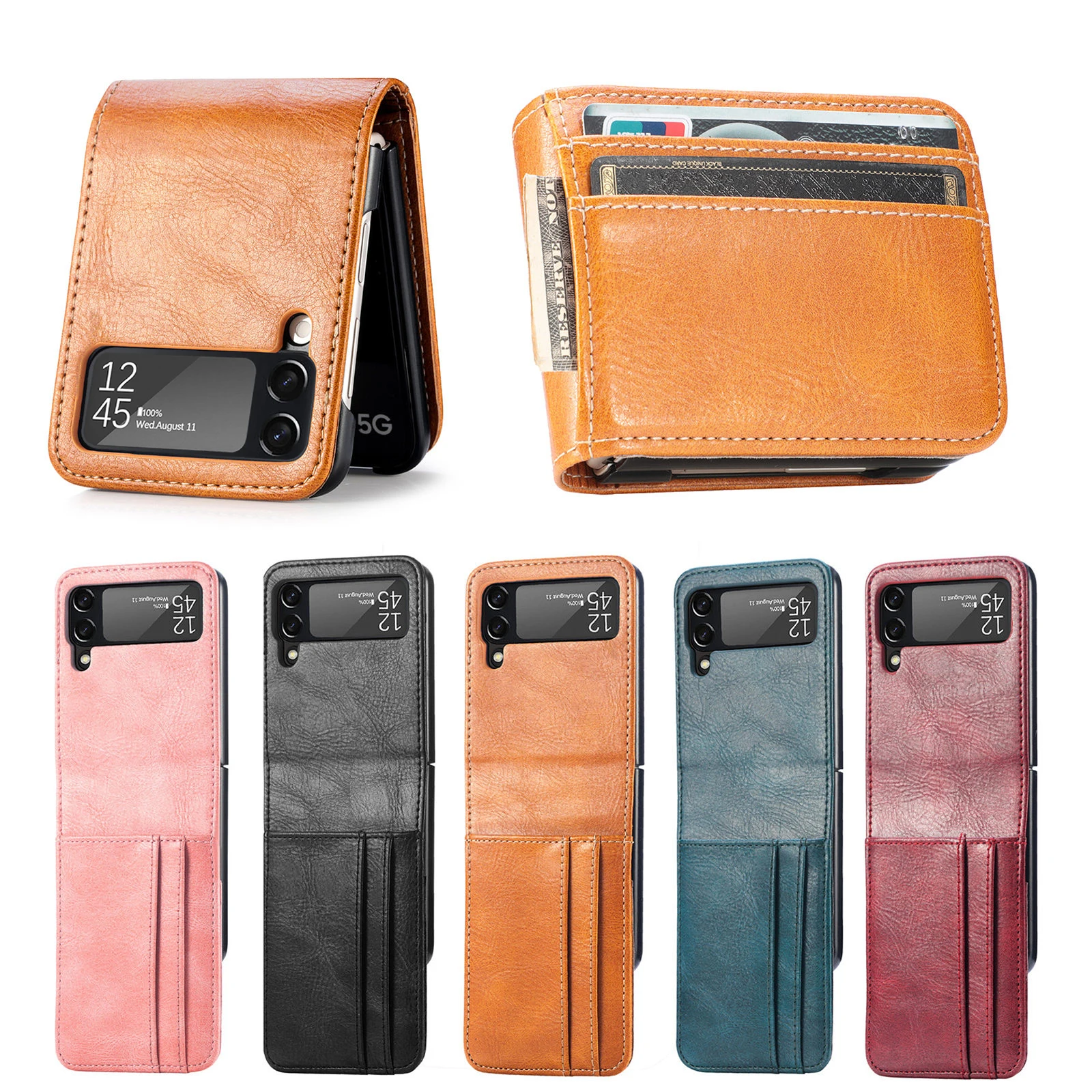 Anti-Scratch Wallet Case for Samsung Galaxy Z Flip4 Flip3 5G Flip 4 3 Flip5 Flip6 Flip2 Flip1 Flip 5 6 2 1 Card Slot Folding Bag