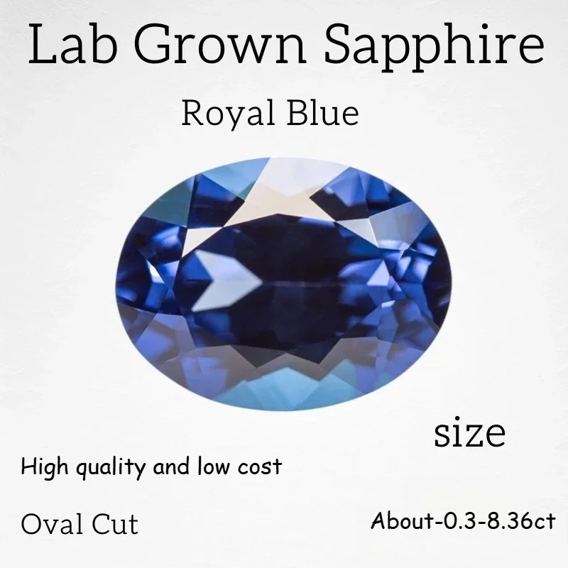 Lab Grown Sapphire Oval Cut Blue Color Gems High Quality Low Cost For Jewelry Setting&Custom Design Selectable  Certificate