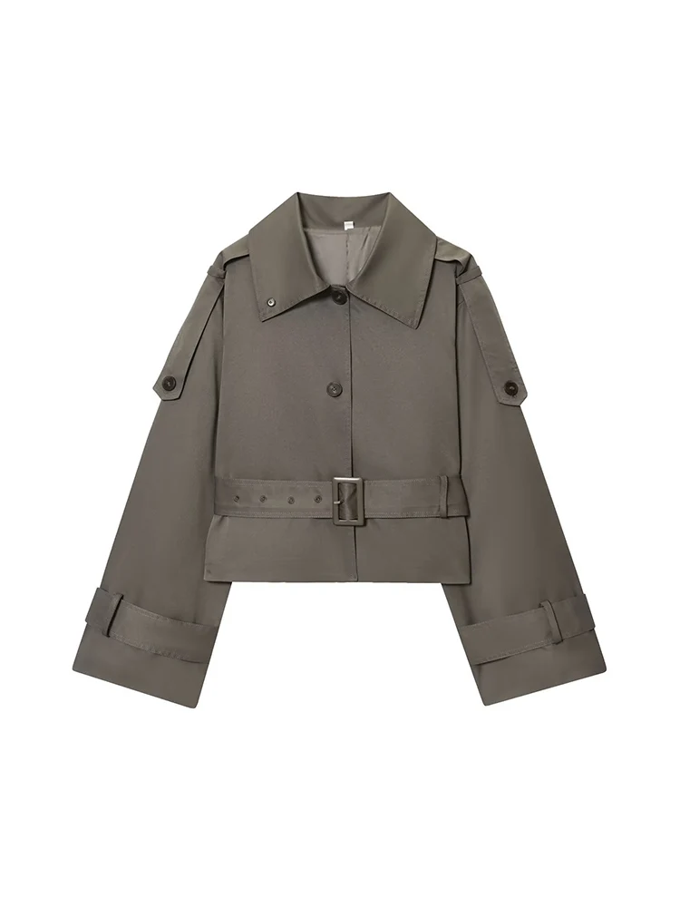 

Европейский и американский стиль, осенняя новая модная тенденция, женская свободная повседневная ветровка с лацканами, верхняя куртка с длинными рукавами