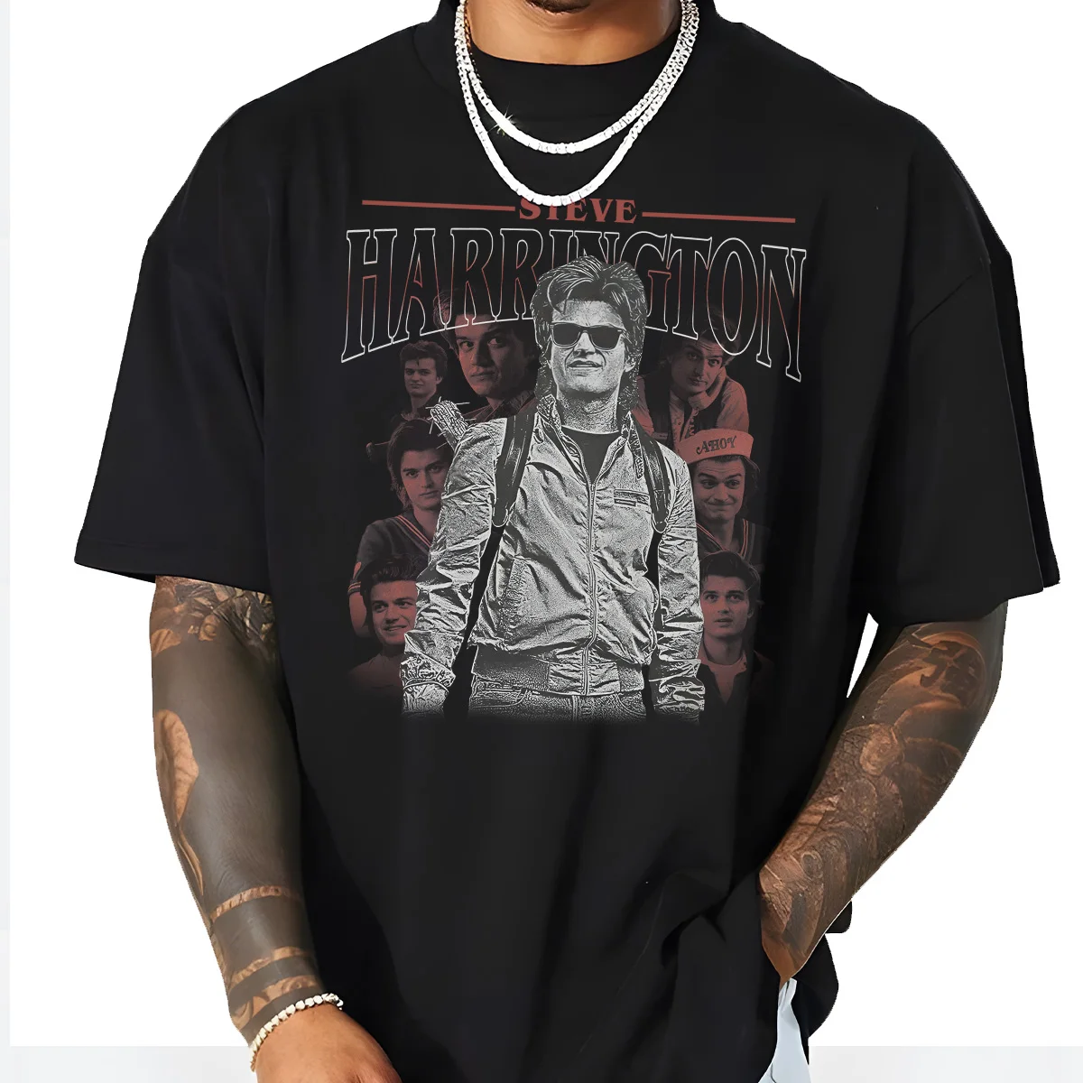 Stranger Things Vintage-Filmplakat, grafisches T-Shirt, Retro-TV-Show-Charaktere, bedruckt, für Männer, Frauen und Kinder, Freizeit-Tops für Fans. – Detail 6