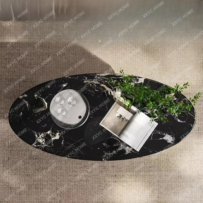 X-S  Living room household high-end imported marble black rose oval tea table HG