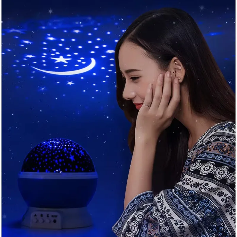 [Hot Sale] Dromerige feestelijke sfeer Roterende sterrenhemel Projectorlicht Modern LED-nachtlampje Touch Creative Star Moon Christm