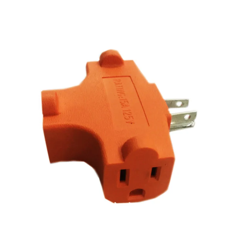 US Standard Orange Basic Standard Adapter Multi Direction 15-amp Conversion Socket 3-wire Grounding Single To Triple Conversion