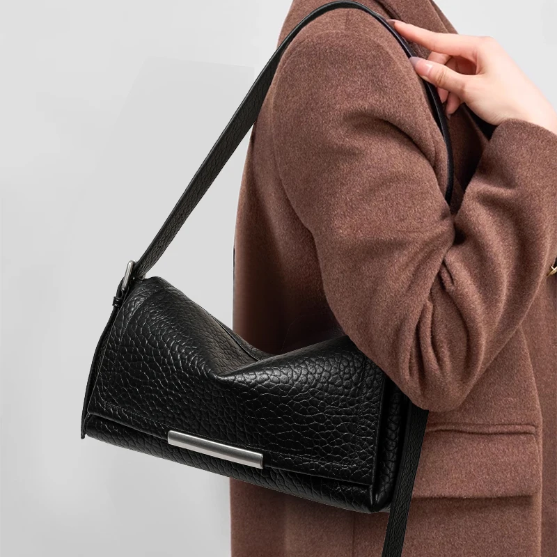 

Женская сумка подмышки из натуральной воловьей кожи на одно плечо, подходит для хранения мобильных телефонов, с откидной крышкой, messenger 2017-2018