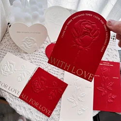 12PCS High Quality Embossed Embossed Rose Card Decorative Greeting Card Valentine's Day Confession Letter Confession Card