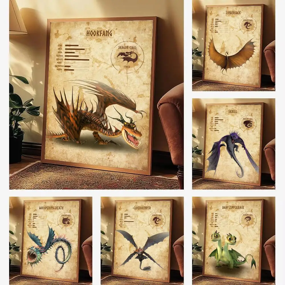 H-How To Train Your D-Dragon Poster Aesthetic Wall Art for Bedroom Study Office Home Decor Gift