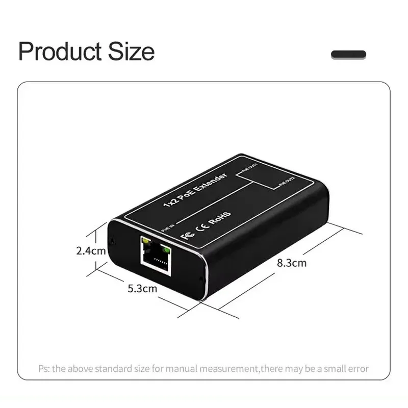 2 Port POE Extender, IEEE 802.3af/at PoE+ Standard, 10/100Mbps, POE Repeater 100 meters(328 ft), Extender PoE input: 30W
