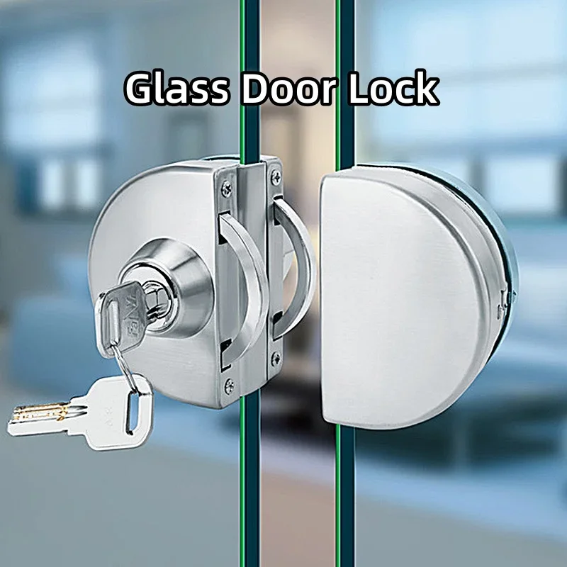 1/2 Piece Glass Display Cabinet Display Cabinet Door Glass Lock Without Punching Installation Household Tools with 3 Keys Ing