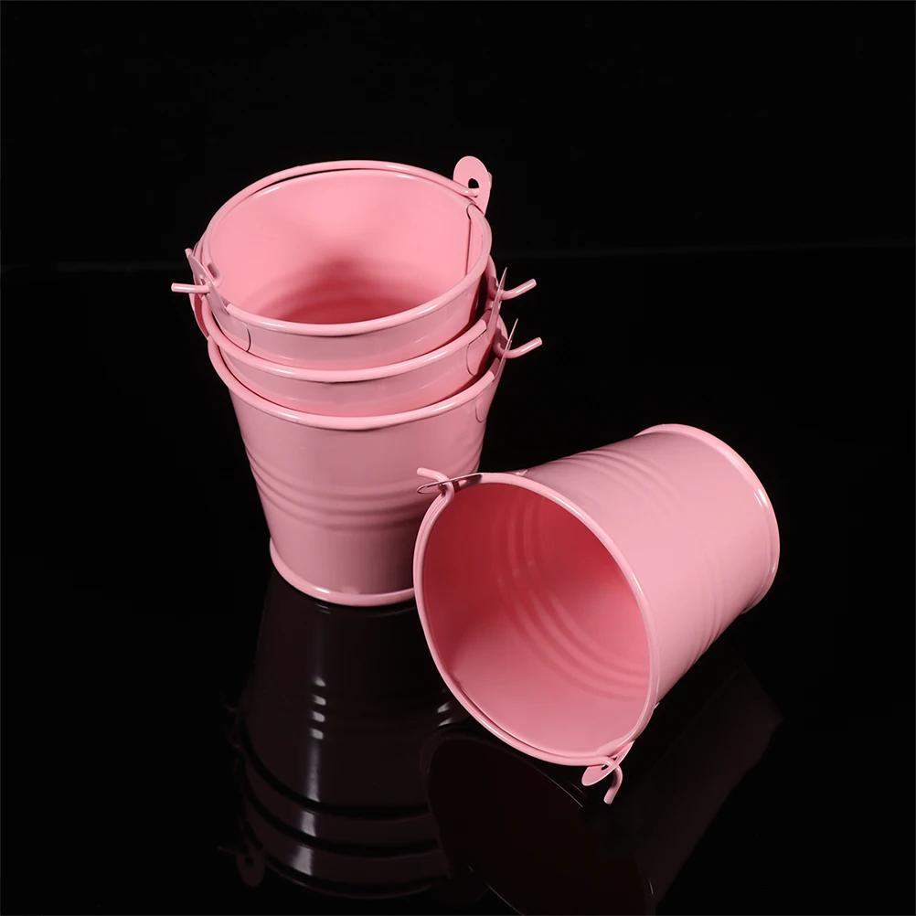 

4pcs Small Iron Bucket Plant Pots Mini Succulent Indoor Flowerpot Metal Container Centerpiece Retro Garden Decor Storage