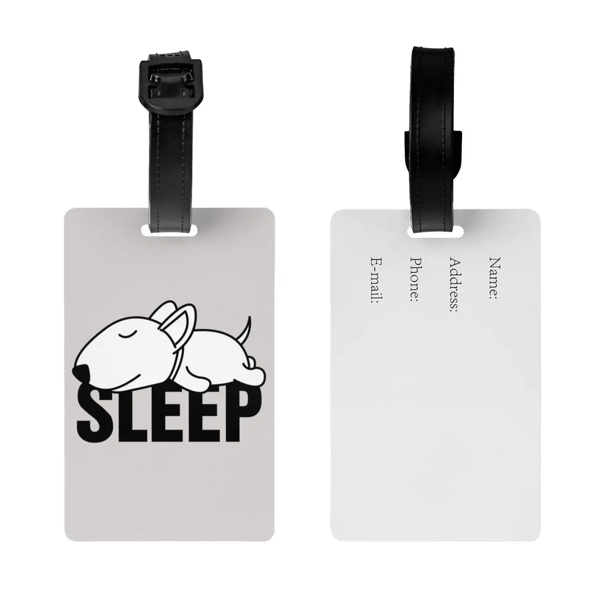 Custom Sleeping Bull Terrier Dog Luggage Tags for Suitcases Fashion Cartoon Animal Baggage Tags Privacy Cover ID Label