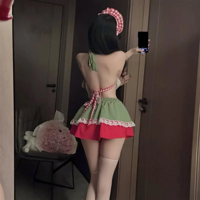 

Sexy Pure Desire Cisas Cosplay Costume Maid Outfit Two-Piece Set Ne Hanging Top ort Skirt for Women Ci Walk