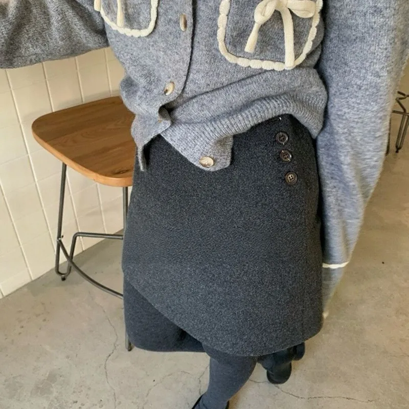 Women High Waist Woolen Mini Skirt Slim A Line Wrap Short Skirt For Petite Ladies Autumn Winter