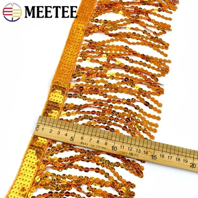 2/5Meters 16cm Beaded Fringe Trim Sequin Sewing Tassel Embroided Fringes Lace Ribbon Latin Dress Garment Trimming Accessories