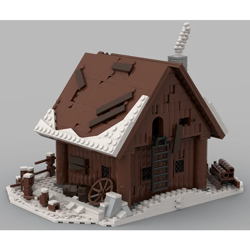 Moc بنة القرون الوسطى خشبية الكابينة بناء نموذج التكنولوجيا الطوب لتقوم بها بنفسك الجمعية وحدات قلعة القرون الوسطى لعبة البناء