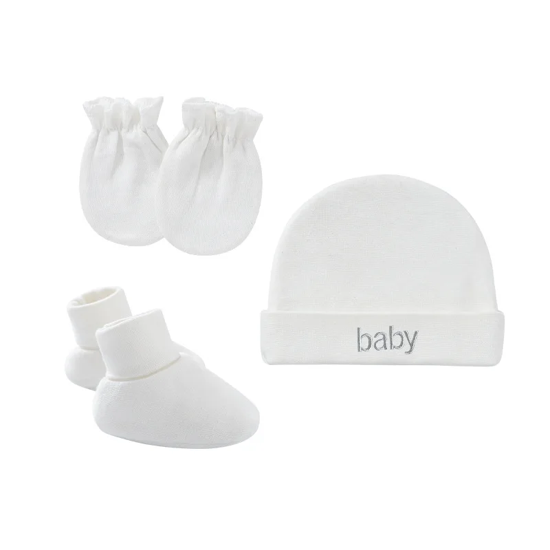 Newborn Hat+Gloves+Socks Set for Baby Boy&Girl Cotton Fall Casual Photography Props Soft Headwear Infant Nightcap Fashion