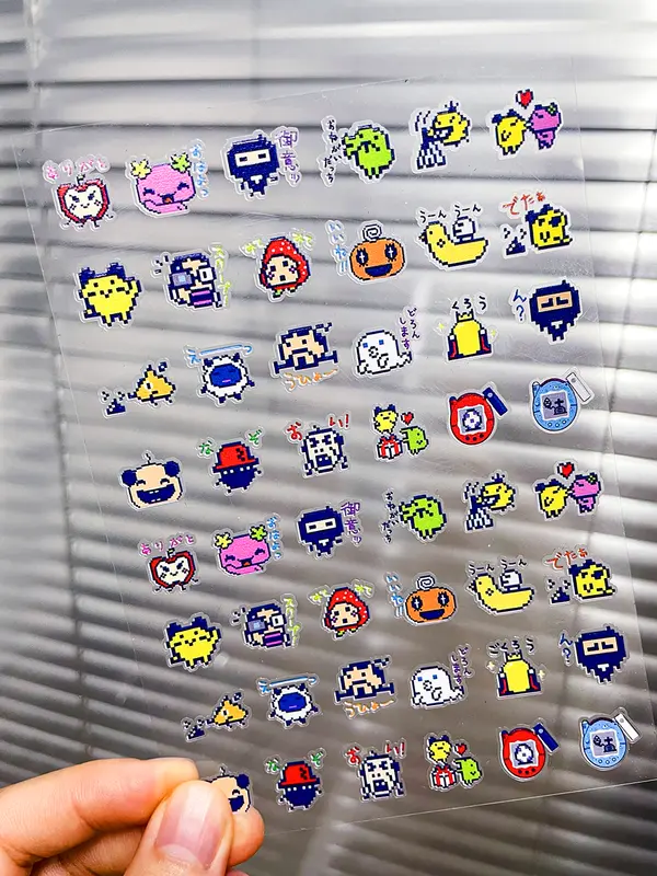 Kawaii Y2K Cute Pet Japanese Anime Self Adhesive Nail Sliders Pixel Style Mini Hand Account Diy Accessory Korean Nail Sticker - Image 24