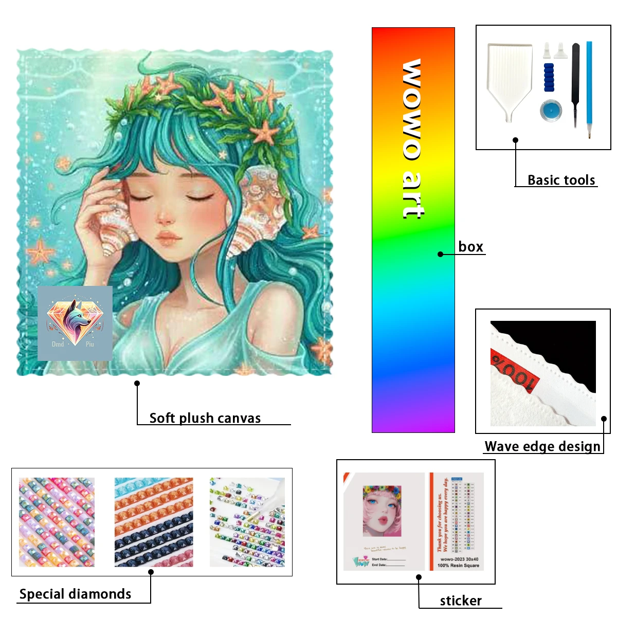 

【Piu Diamond Art】Oyendo el mar Crystal AB Rhinestone FD Rhinestone Perfect Resin Diamond