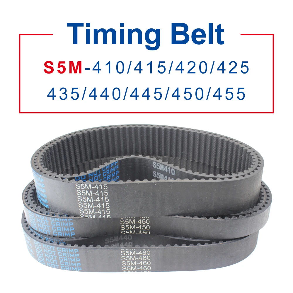 

1 Piece Timing Belt S5M-410/415/420/425/435/440/445/450/455 Teeth Pitch 5mm Circular Teeth Rubber Belt width 10/15/20/25/30 mm