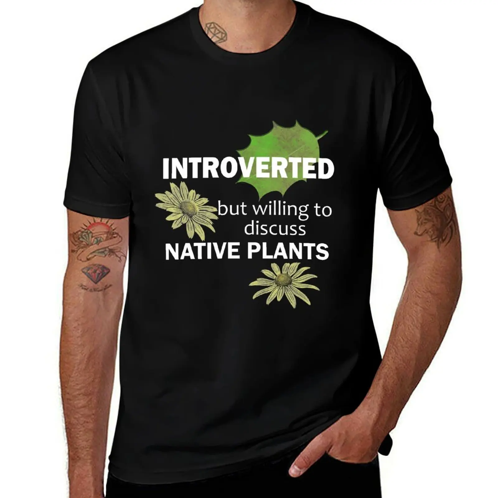 Introverted But Willing To Discuss Native Plants T-Shirt Basic Plain Tee for Spring and Summer T-Shirt