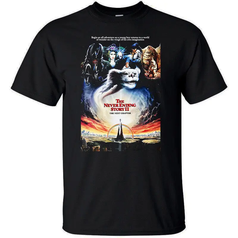 The Neverending Story II The Next Chapter black T shirt Tee sizes S to 5XL