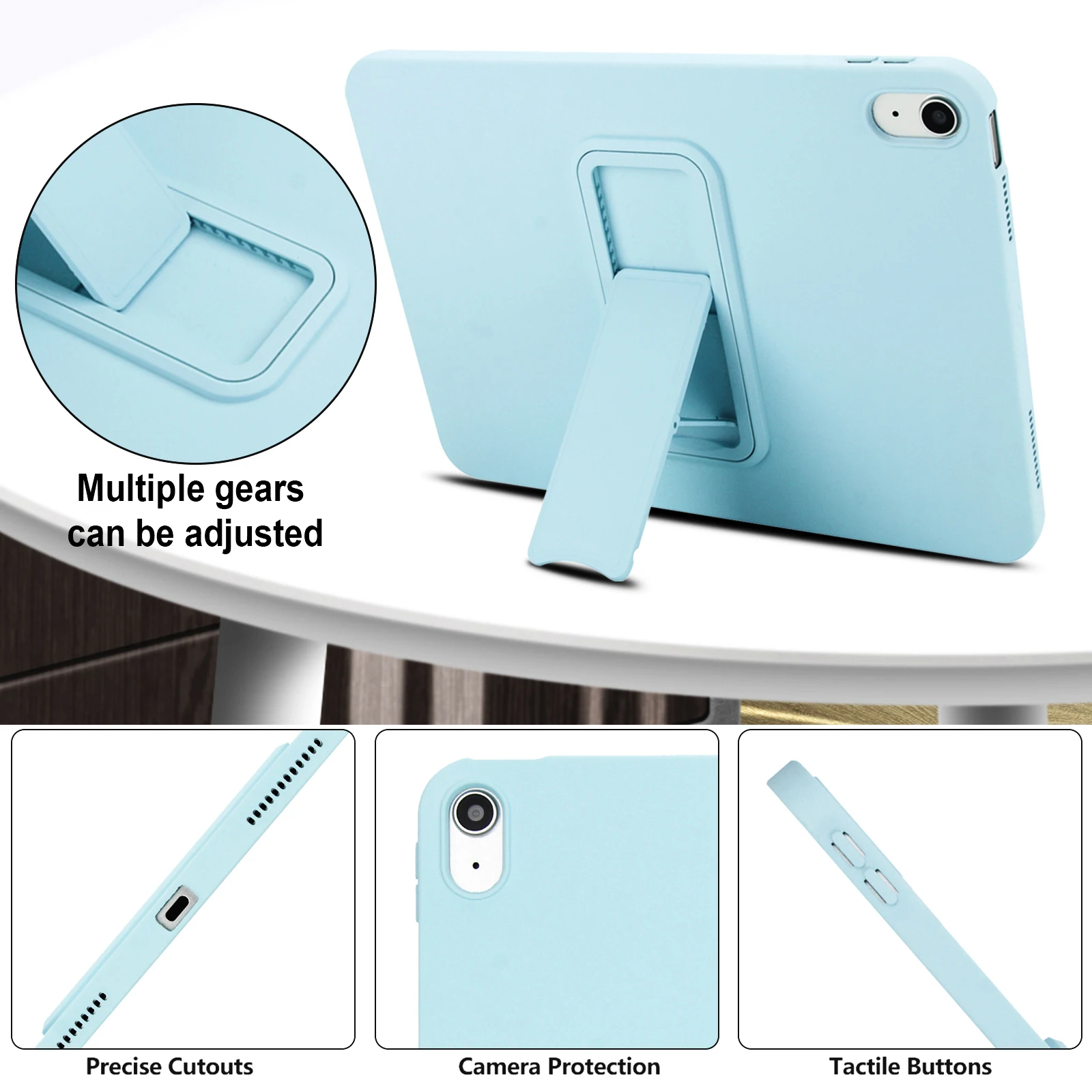 Capa traseira de cor sólida com suporte para iPad Pro Air 5 6 7 8 9a 10a geração 2024 Funda para 10,2 10,9 11 polegadas Mini