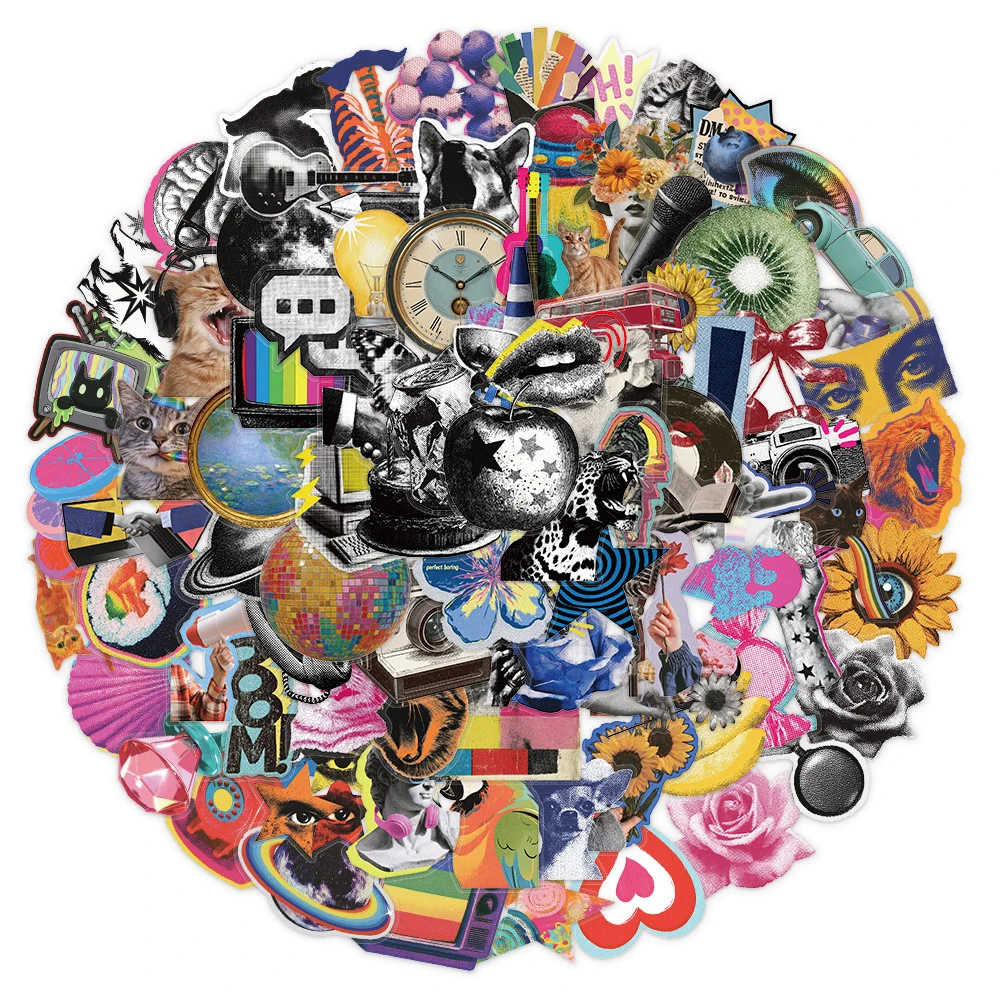 10/30/50/100pcs Transparent Millennium Pop Art Cartoon Graffiti Stickers Aesthetic DIY Luggage Guitar Phone Cute PET Sticker Toy