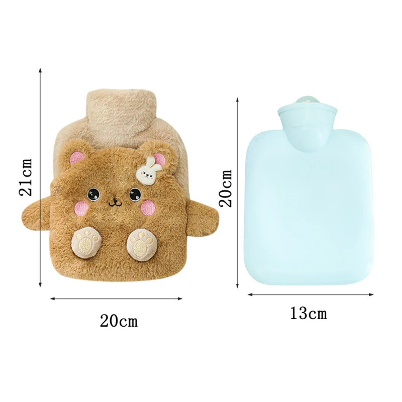 Hot Water Bottle Cute Plush Animal Rubber Hot Water Bag Cover Kawaii Bear Rabbit Kawaii Bear Rabbit Hand Feet Warmer