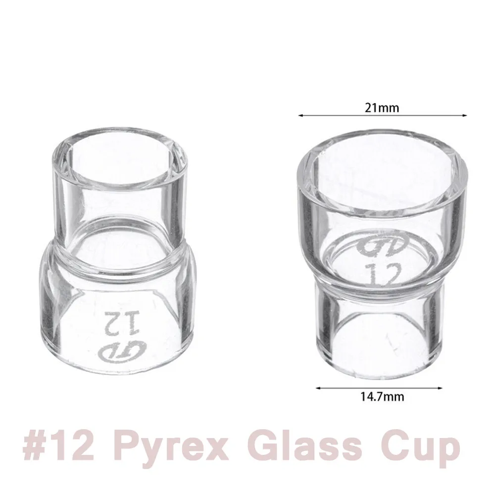 #12 Clear Glass Cup Welding Stubby Gas Lens Heat Resistant Cup For Tig WP9 WP17 WP18 WP20 WP26 Torch Welding Accessories