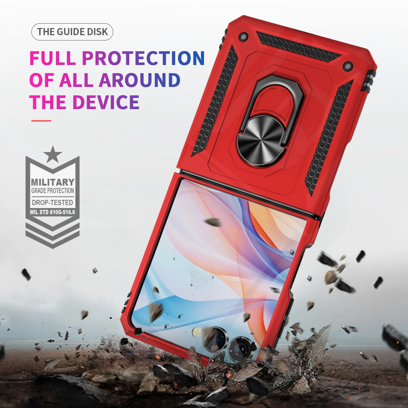 Military-grade Shockproof Phone Case For Samsung Galaxy Z Flip 7 Armor Ring Stand Holder Protective Case For Z Flip 7 FE 6 5 4 3 - view 6