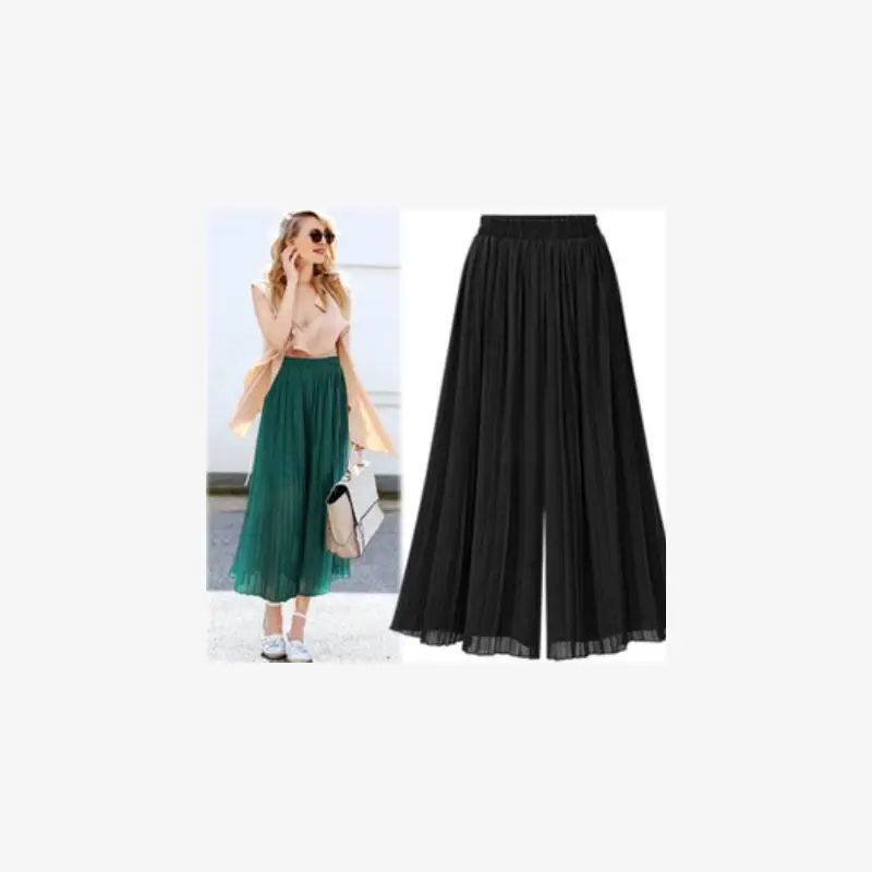 

Street Sle Summer Me шифоновая юбка миди однотонная брюки с воланами юбка трапециевидной формы длинная женская мода