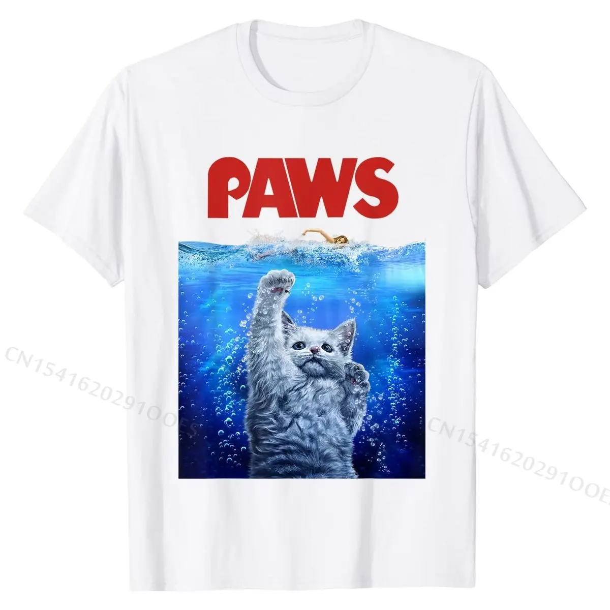 T-Shirt, White Siamese Cat Threat from the Deep Sea, PAWS Brand 3D Printed Top T-shirts Cotton Adult Tops T Shirt Europe