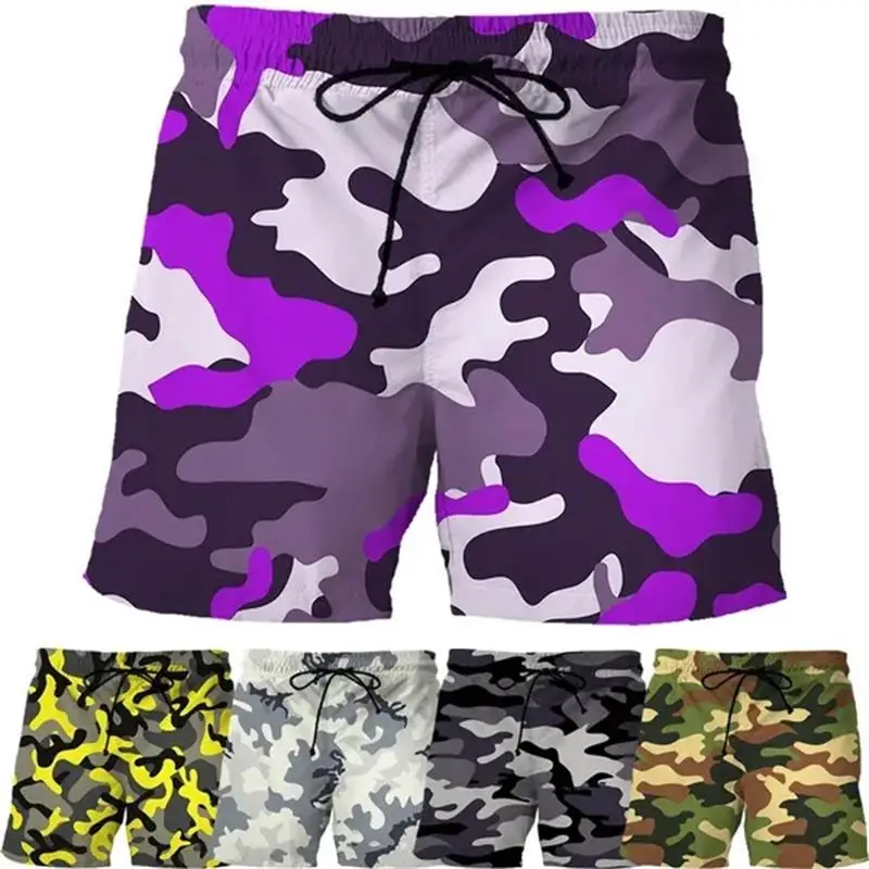 Camouflage Graphic Beach Shorts For Men 3D Print Surf Board Shorts Quick Dry Swimsuit Kids Swimming Trunks Cool Ice Shorts