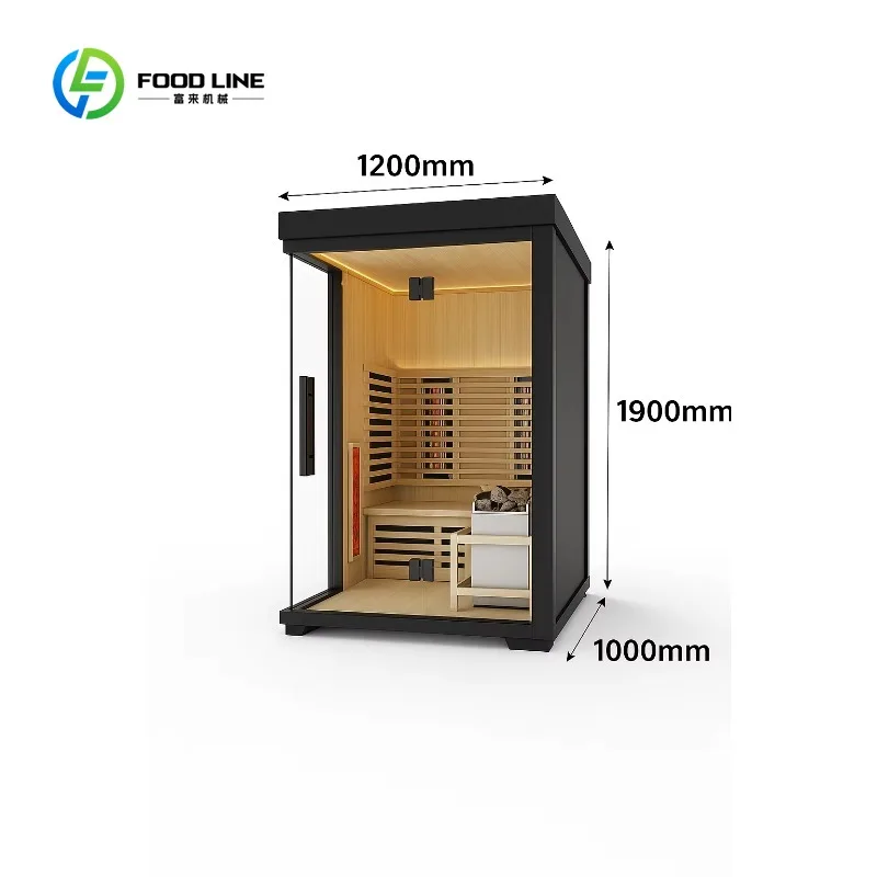 Customized Modern Black 1/2 Person Outdoor Combination Sauna Canada Hemlock Interior Spruce Exterior Painted Black