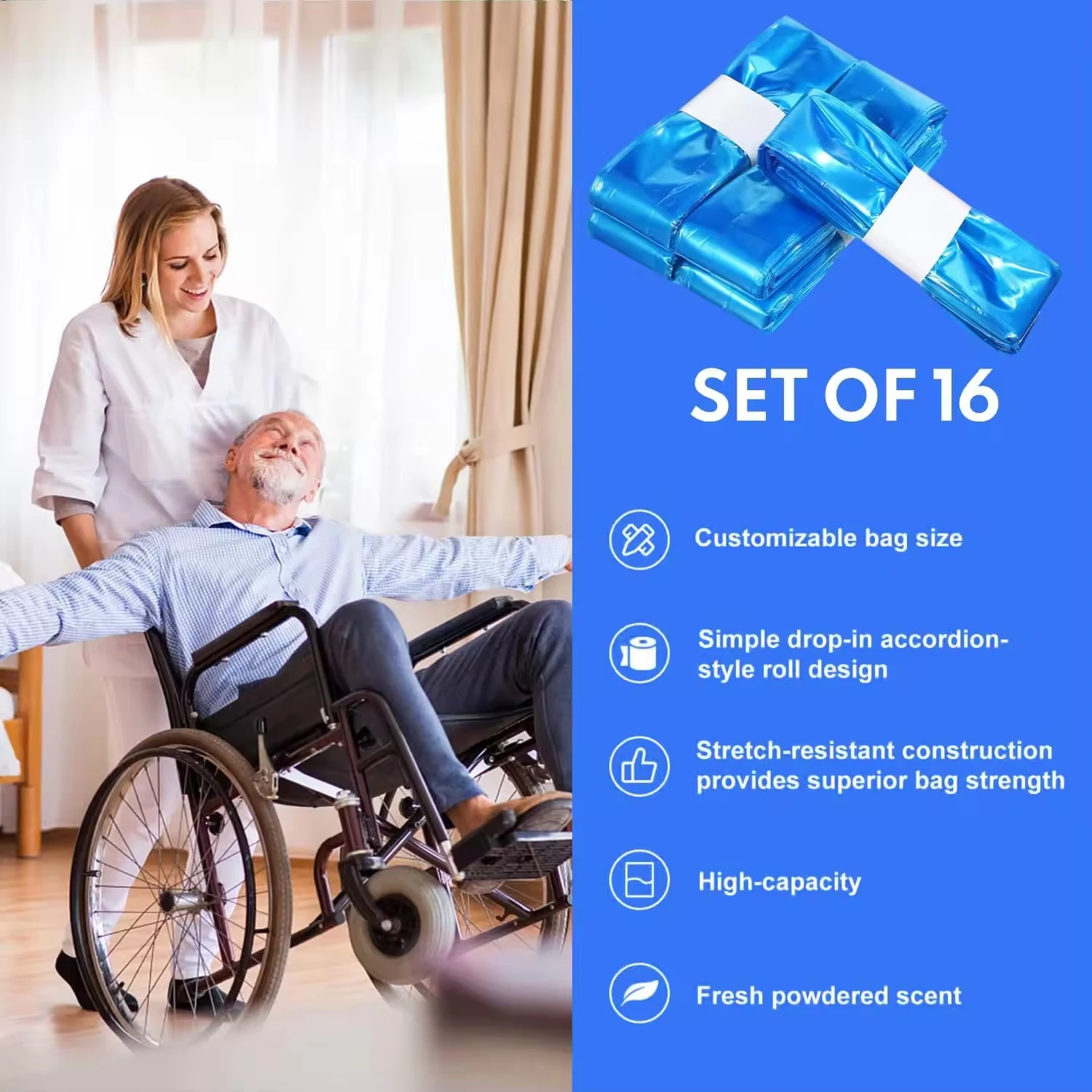 1/5/10 pçs azul fralda balde recargas sacos para angelcare lixo para sangenic tommee tipee para torção & click para genie para munchkin