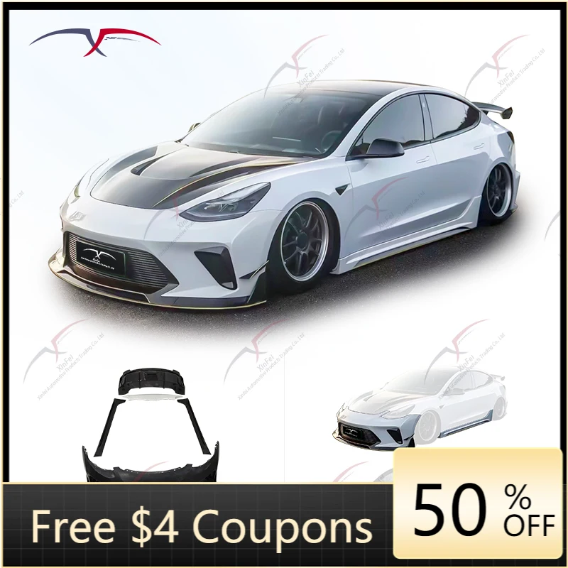 

New High-quality Car Kit with Modified Front and Rear Bumpers Suitable for Tesla Model 3 Body Kit with Hacker Kit Accessories