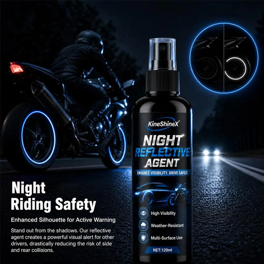 Night Reflective Spray 120ml Fluorescent Marking Paint Bicycle Motorcycle Wheel Rim Luminous Glow Dark Safety Warning Coating
