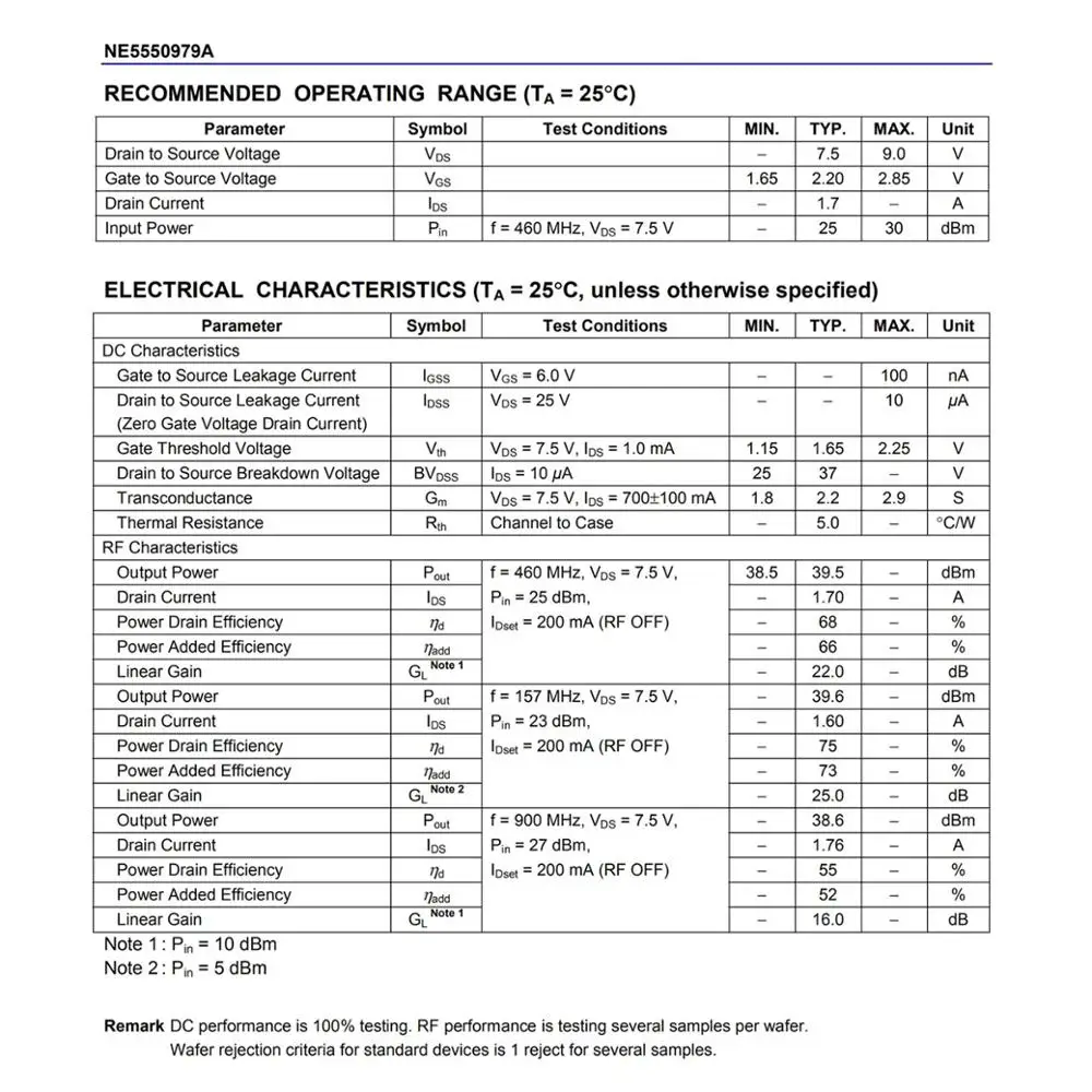 NE5550979 79A Silício Power LDMOS FET 100% NOVO original