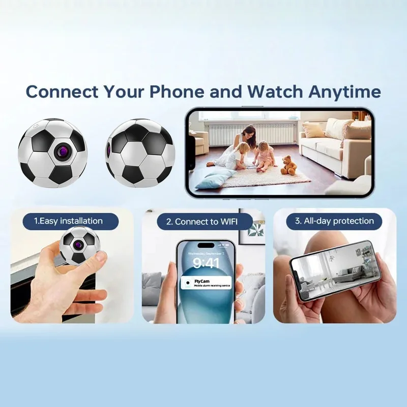 G7 Portable Mini Security Camera 1080P HD 130°Wide-angle Outdoor Soccer Shape Wearable Keychain Video Recorder Camera view 4