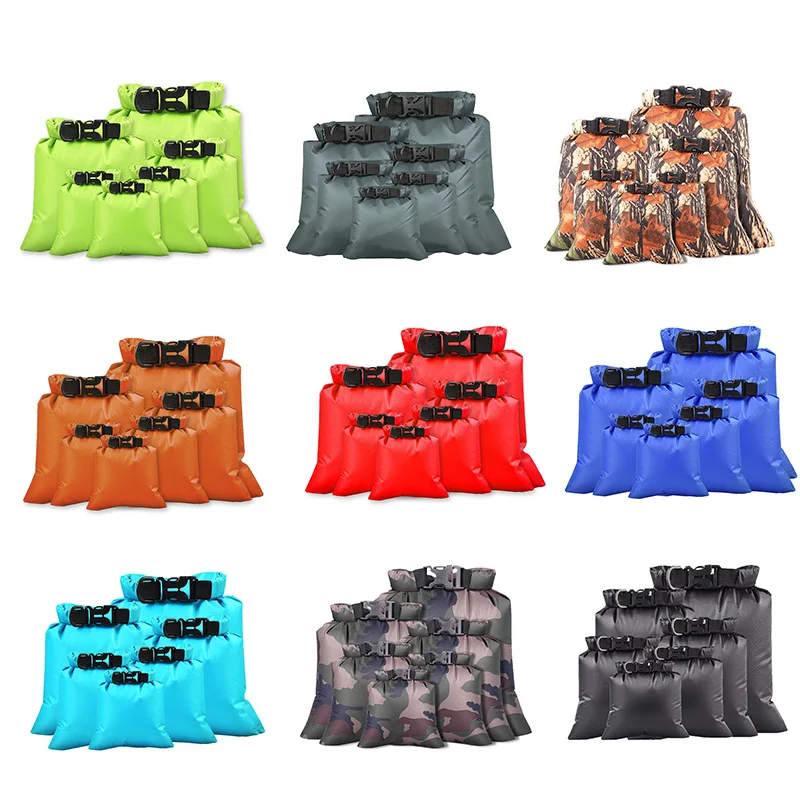 6Pcs Set Waterproof Dry Bag Lightweight Dry Sacks Roll Top Sacks Drifting Swimming Clothes Storage Bag Keeps Gear Dry Camping