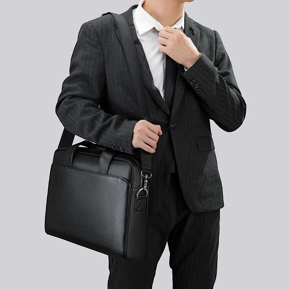 Men's Briefcase Executive Bag Man 14"Laptop s For Porte-Documents Business Leather Shoulder s Handbag 서류가방