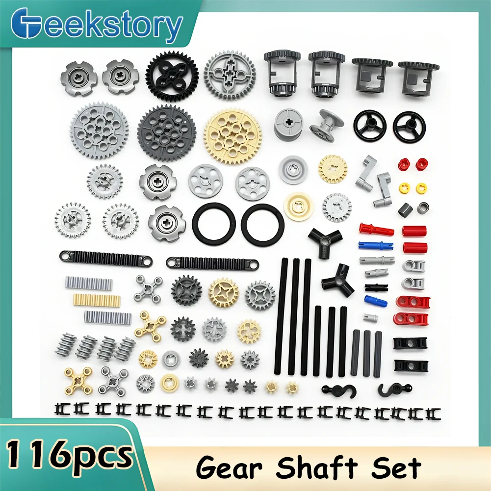 116PCS MOC Technic Parts Gear Shaft Pin Connector Crawler Accessories Set Compatible with 9686 EV3 Building Block